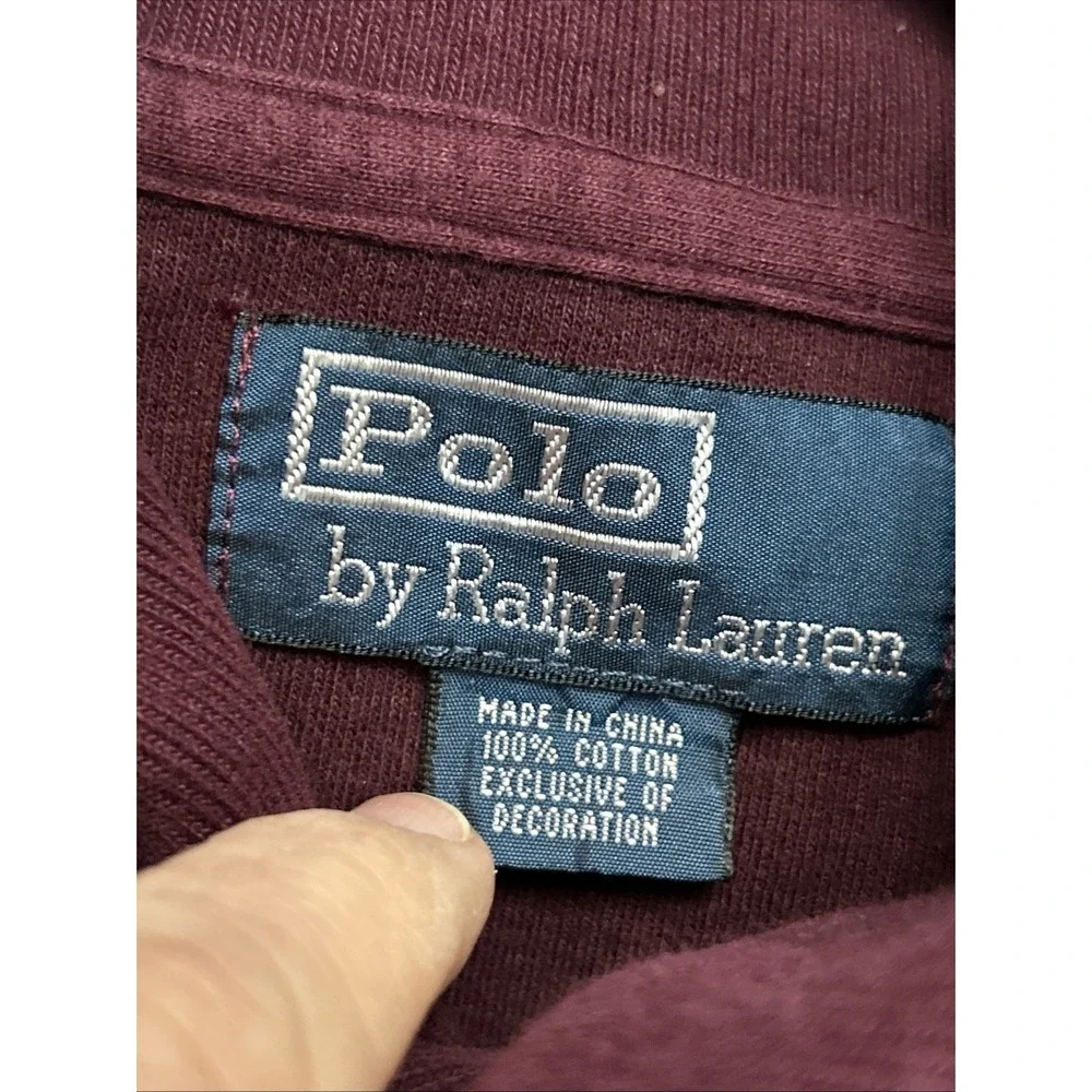 Vintage Ralph Lauren Mens Shawl Neck‎ Jumper Sweater Burgundy Size XXL / 2XL